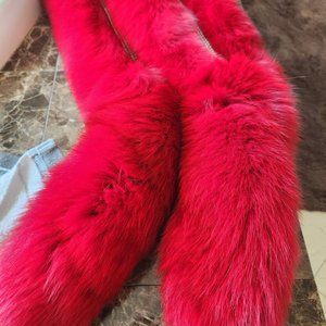 Red fox boa with rhinestones